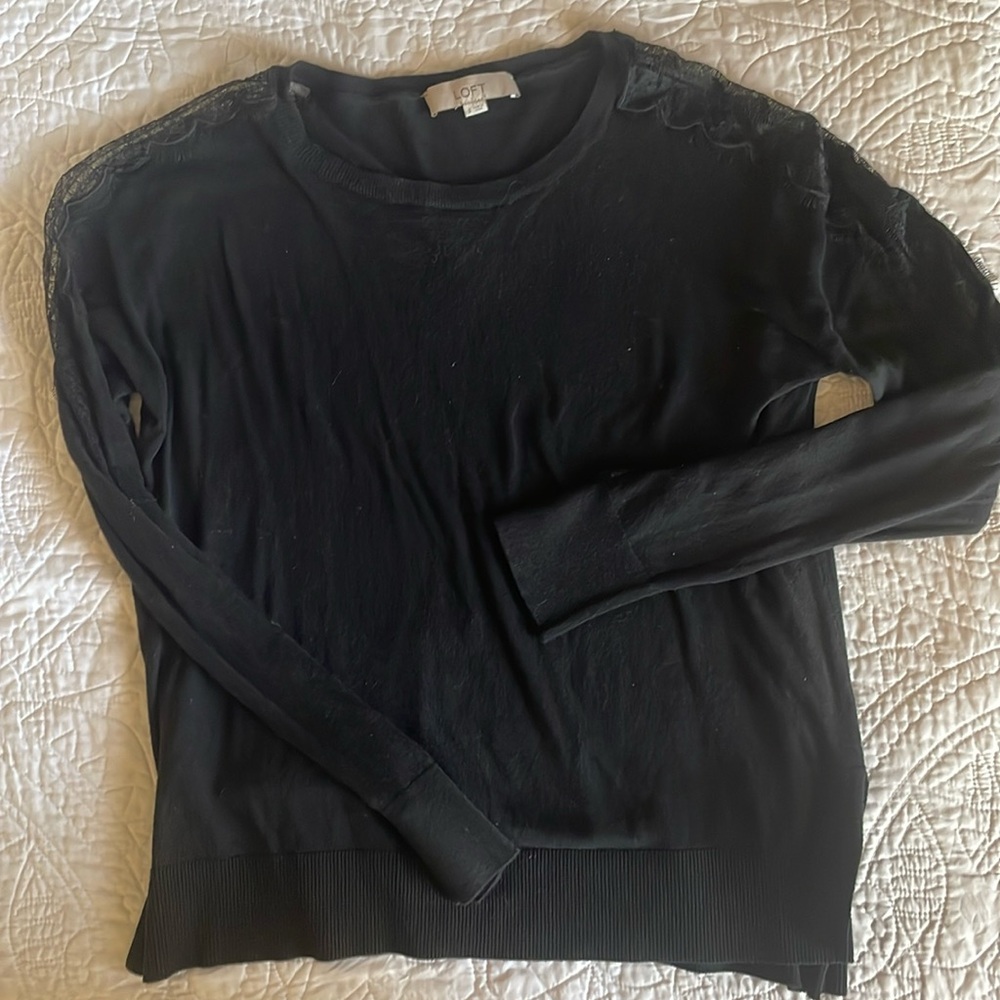 Loft sweater, size S. Good condition. Lace detail on sleeves. Very lightweight